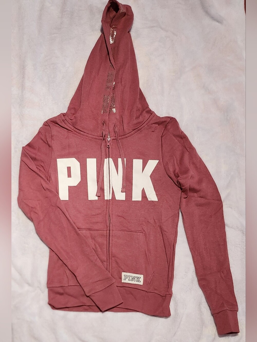 PINK Victoria's Secret Mauve Dusty Rose Pink Zip-Up Hoodie, Size XS